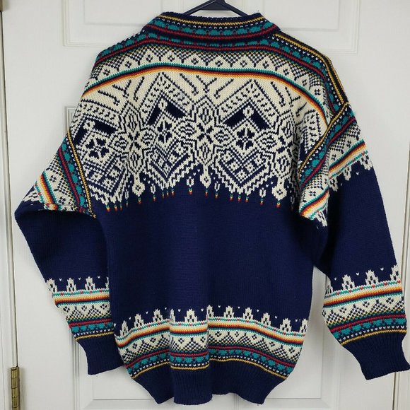 Mens Vintage Dale of Norway Fair Isle Pullover Wool Sweater Size Medium - Picture 6 of 7
